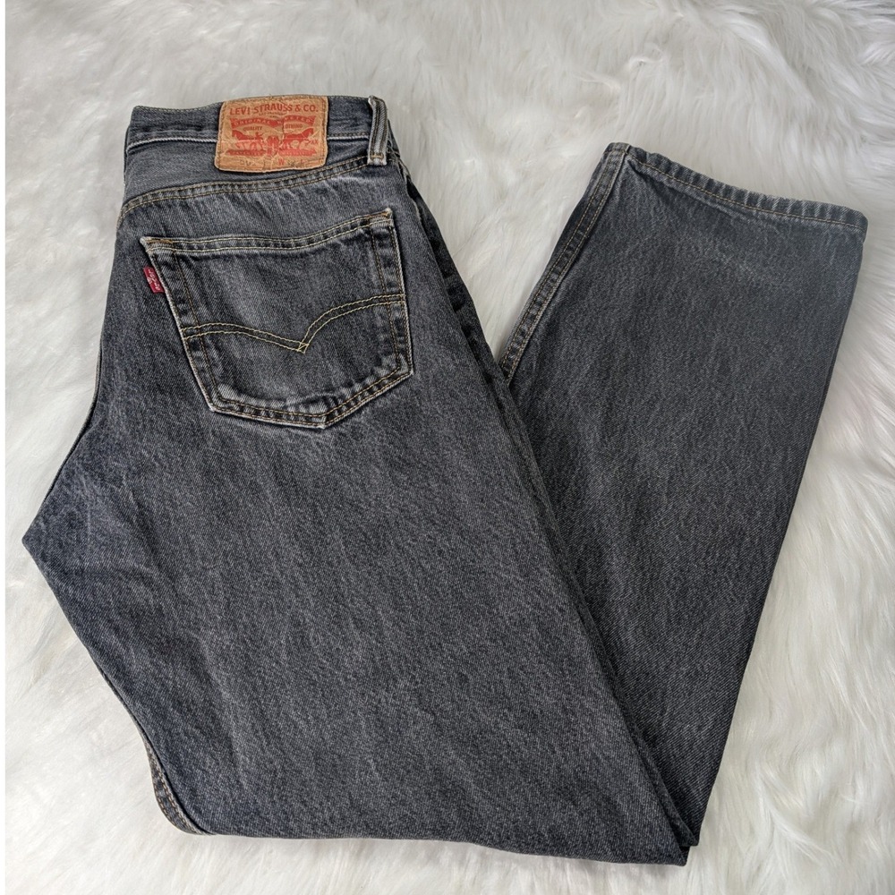 Levi's 501 Original Fit Men 32x28 Charcoal Gray Faded Black Button Fly Jeans Y2K